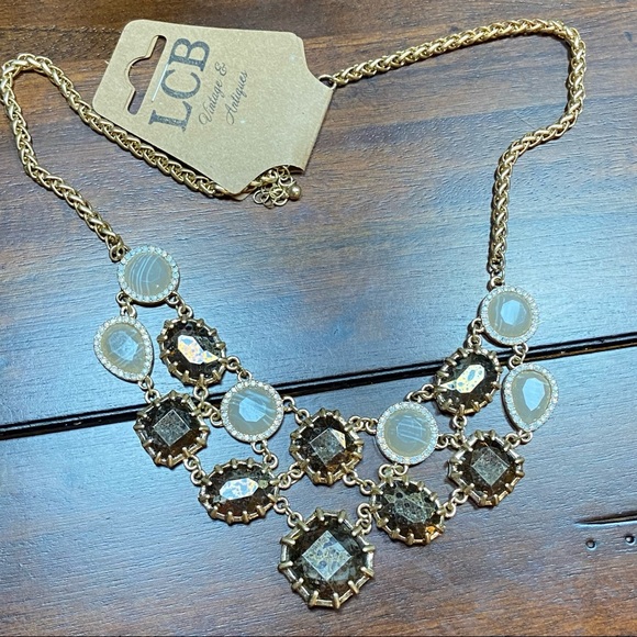 Vintage Golden Chain Romantic Cluster Matinee Brown Necklace - Picture 3 of 8